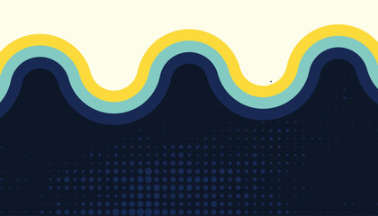 Abstract retro background design with rounded striped and dot elements. Vector illustration.	