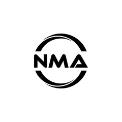 NMA letter logo design with white background in illustrator, cube logo, vector logo, modern alphabet font overlap style. calligraphy designs for logo, Poster, Invitation, etc.