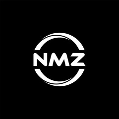 NMZ letter logo design with black background in illustrator, cube logo, vector logo, modern alphabet font overlap style. calligraphy designs for logo, Poster, Invitation, etc.