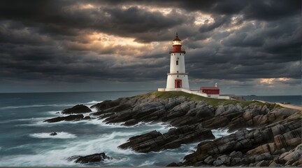 Fototapeta na wymiar lighthouse on the coast of state