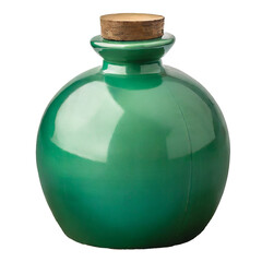 Round bottle of green color and vintage style