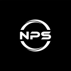 NPS letter logo design with black background in illustrator, cube logo, vector logo, modern alphabet font overlap style. calligraphy designs for logo, Poster, Invitation, etc.