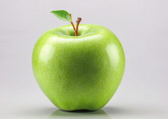 Shiny green apple isolated on grey background, illustration