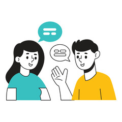 Illustration of a man and woman communicating. Simple illustration