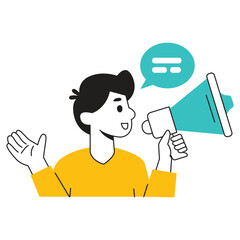 Illustration of a man using a megaphone to communicate