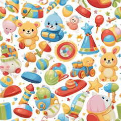 Children toys seamless pattern with soft colors