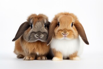 two cute American Fuzzy Lop rabbit, funny bunny.