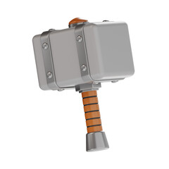 3d game hammer icon illustration, transparent background, game asset 3d set