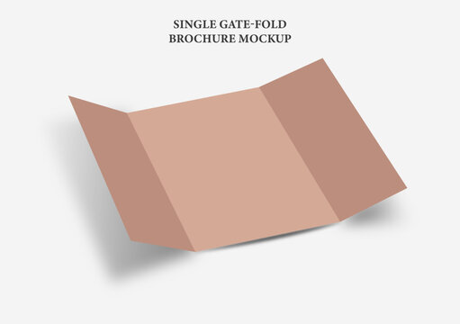 Single open gate fold brochure mockup. blank white background  3d render illustration.