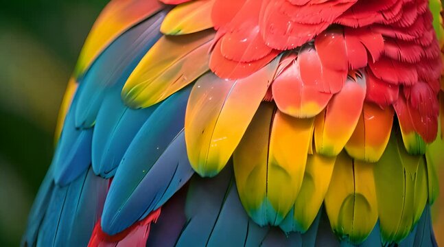 a close up of a colorful bird's feathers