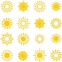 set of yellow sun icons