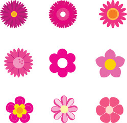 Fototapeta na wymiar set of pink flowers
