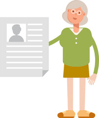 Grandmom Character Holding Job Application Document
