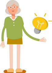 Grandmom Character and Light Bulb
