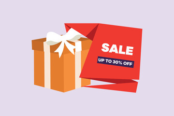 Happy people shopping at mall. Shopping concept. Colored flat vector illustration isolated.