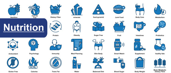 Set of nutrition icons. Line art style icons bundle. vector illustration