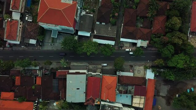 Bali Kuta town top aerial view, Indonesia