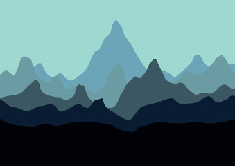 Beautiful landscape mountains for the background. Vector illustration in flat style.