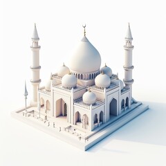 isometric Mosque on white background