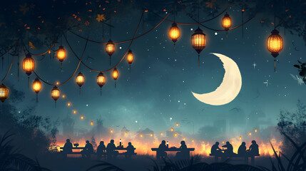 Fototapeta premium background Illustration for ramadan kareem and Eid Mubarok concept