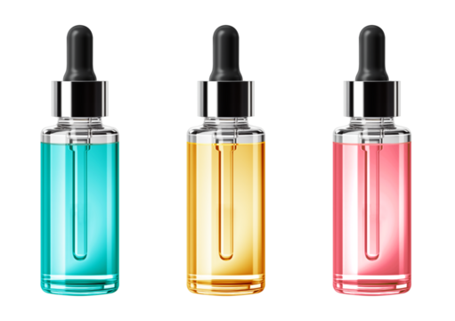 Dropper Bottle. Serum Cosmetic Flask with Pipette. isolated on white background.