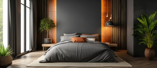 Bedroom featuring bed with accent wall