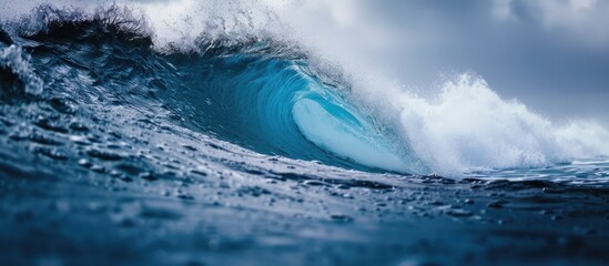 Ocean wave with a blue hue