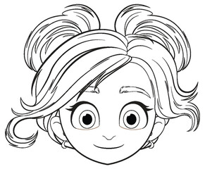 Vector illustration of a smiling young girl's face