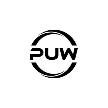PUW letter logo design with white background in illustrator, cube logo, vector logo, modern alphabet font overlap style. calligraphy designs for logo, Poster, Invitation, etc.