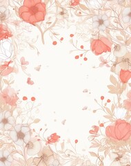 Floral background with white flowers and leaves. Generative AI.