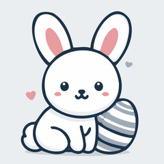Cute bunny rabbit outline sketch vector illustration. Minimal bunny line art doodle in different poses.