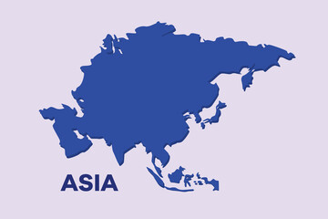 Asia continent map. World map concept. Colored flat vector illustration isolated.