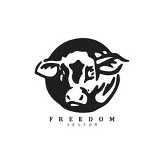 Premium cow head logo design badge for stamp or your business