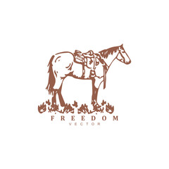 Vintage retro hand drawn western horse logo design for your brand or business