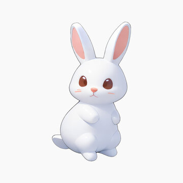 White rabbit isolated on white background illustration