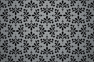 Flower geometric pattern. Seamless vector background. Gray and black ornament