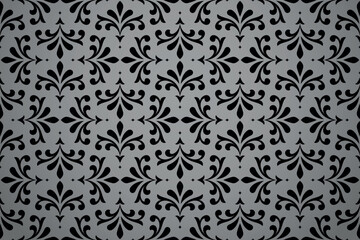 Flower geometric pattern. Seamless vector background. Gray and black ornament