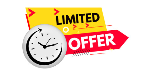 Limited offer, clock icon and typography Design