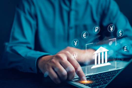 Global currency exchange rates euro, yen, pound, dollar. Economy Money transfer and forex exchange digital finance investment
