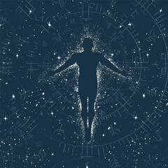 Grunge dark space body flying © longquattro