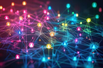 Obraz premium World social network diagram and social marketing in the form of connecting social media icons.