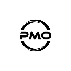 PMO letter logo design with white background in illustrator, cube logo, vector logo, modern alphabet font overlap style. calligraphy designs for logo, Poster, Invitation, etc.