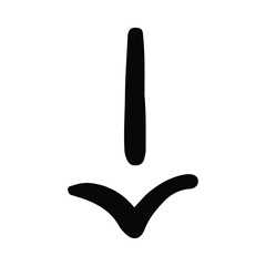 Hand-drawn arrow down for buttons, sign and symbols. Isolated vector arrows, hand drawn on a white background. 