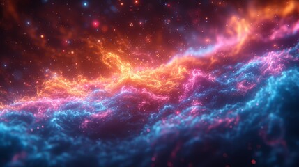 Naklejka premium Incredibly beautiful galaxy in outer space. Nebula night starry sky in rainbow colors.