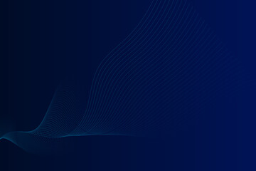 Dark blue abstract background with glowing geometric lines. Modern shiny blue rounded lines pattern. Elegant graphic design. Futuristic technology concept