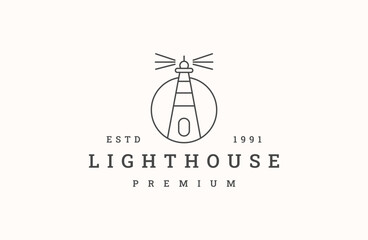 Light house logo vector icon illustration hipster vintage retro