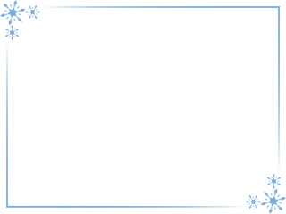 水色の雪の結晶フレーム/イラスト/素材
