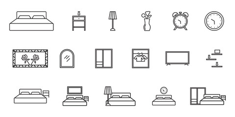 bedroom icon collection, vector icon template, editable and resizable.