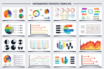 Collection of info graphic chart diagram template design vector