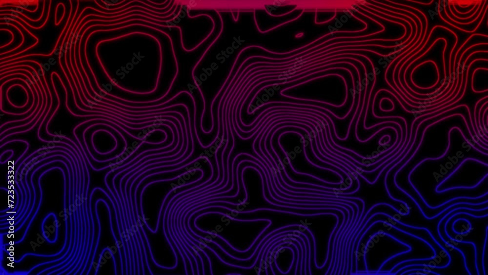 Poster abstract pink and blue gradient lines swirl on a black isolated background loop/ 4k animation of an 